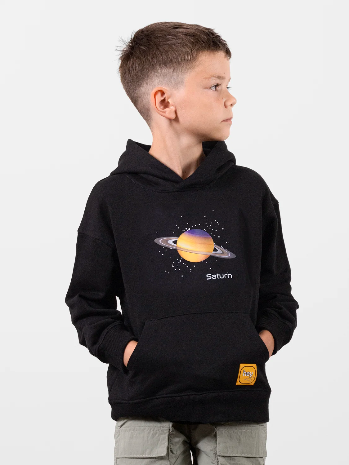 Saturn with Stars Perfect Black Hoodie