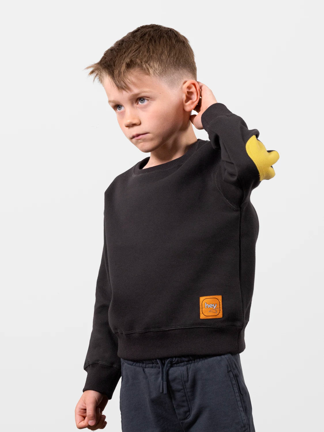 Sweatshirt With Contrasting Elbow Patch Dark Gray