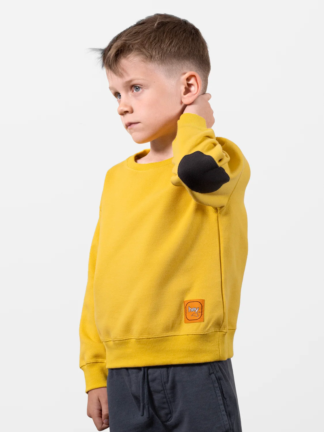 Organic Cotton 2-piece Set Colorlblock Sweatshirt Dark Gray/Yellow