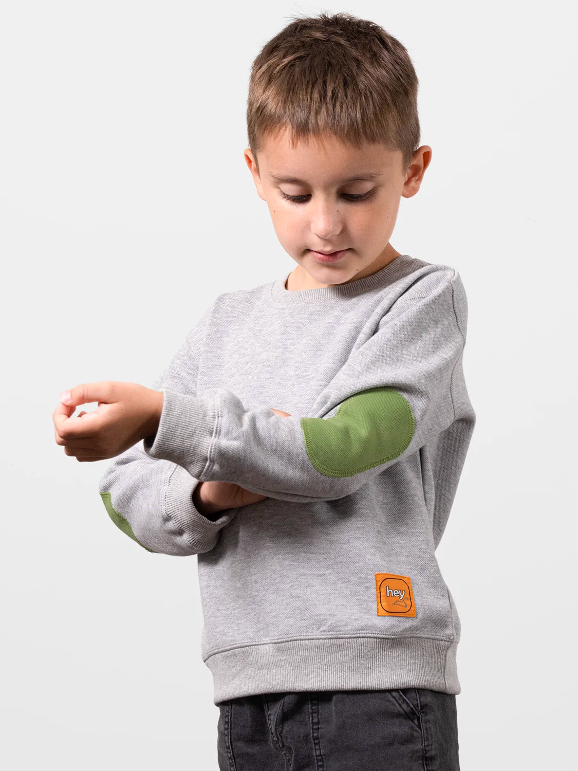 Sweatshirt With Contrasting Elbow Patch Gray