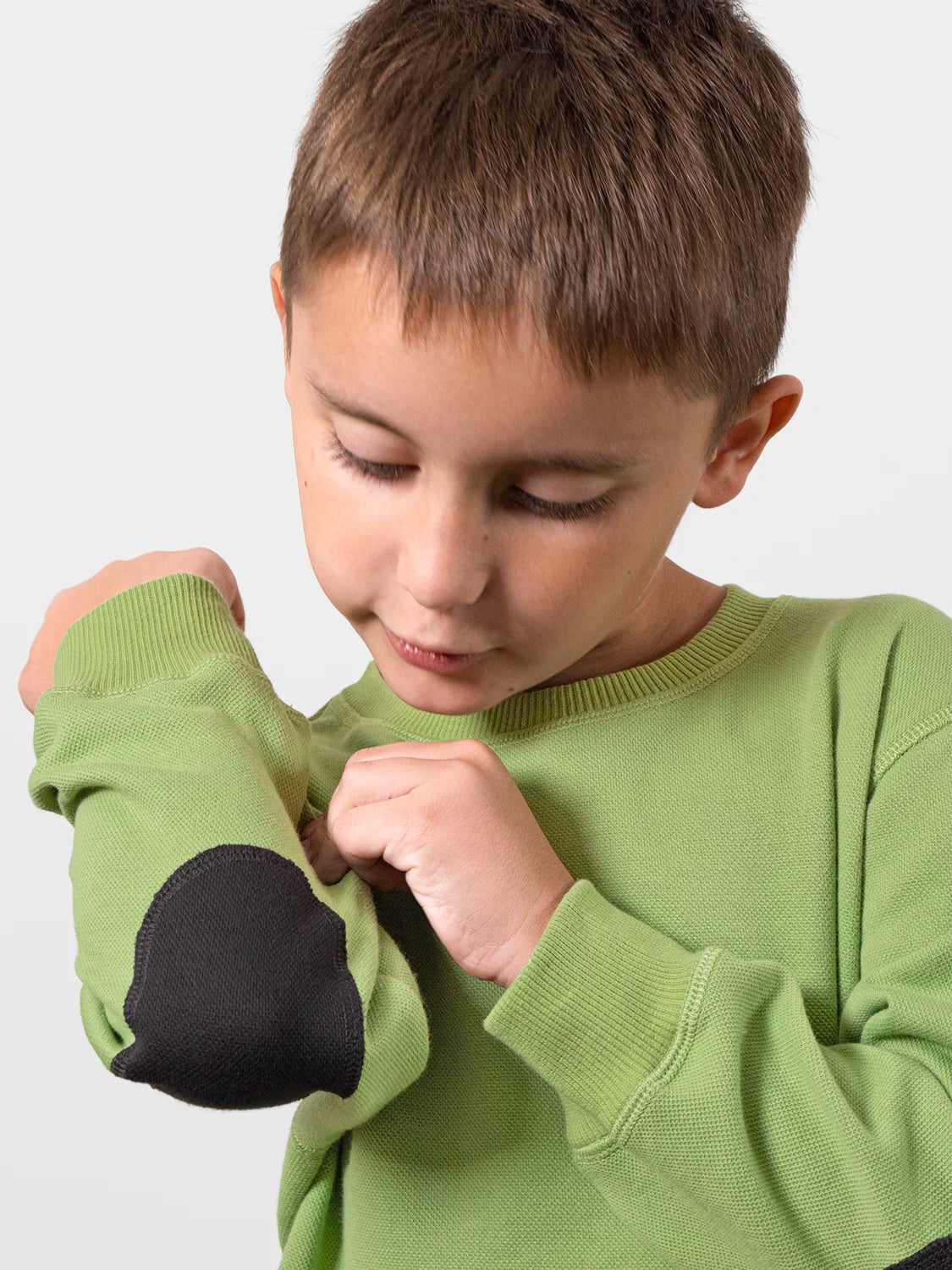 Sweatshirt With Contrasting Elbow Patch Green