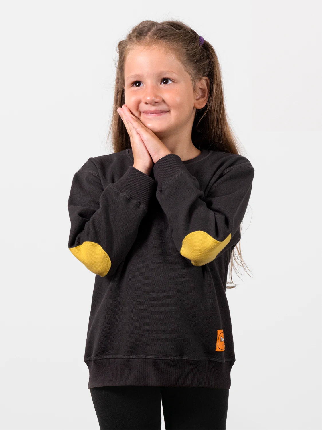Organic Cotton 2-piece Set Colorlblock Sweatshirt Dark Gray/Yellow