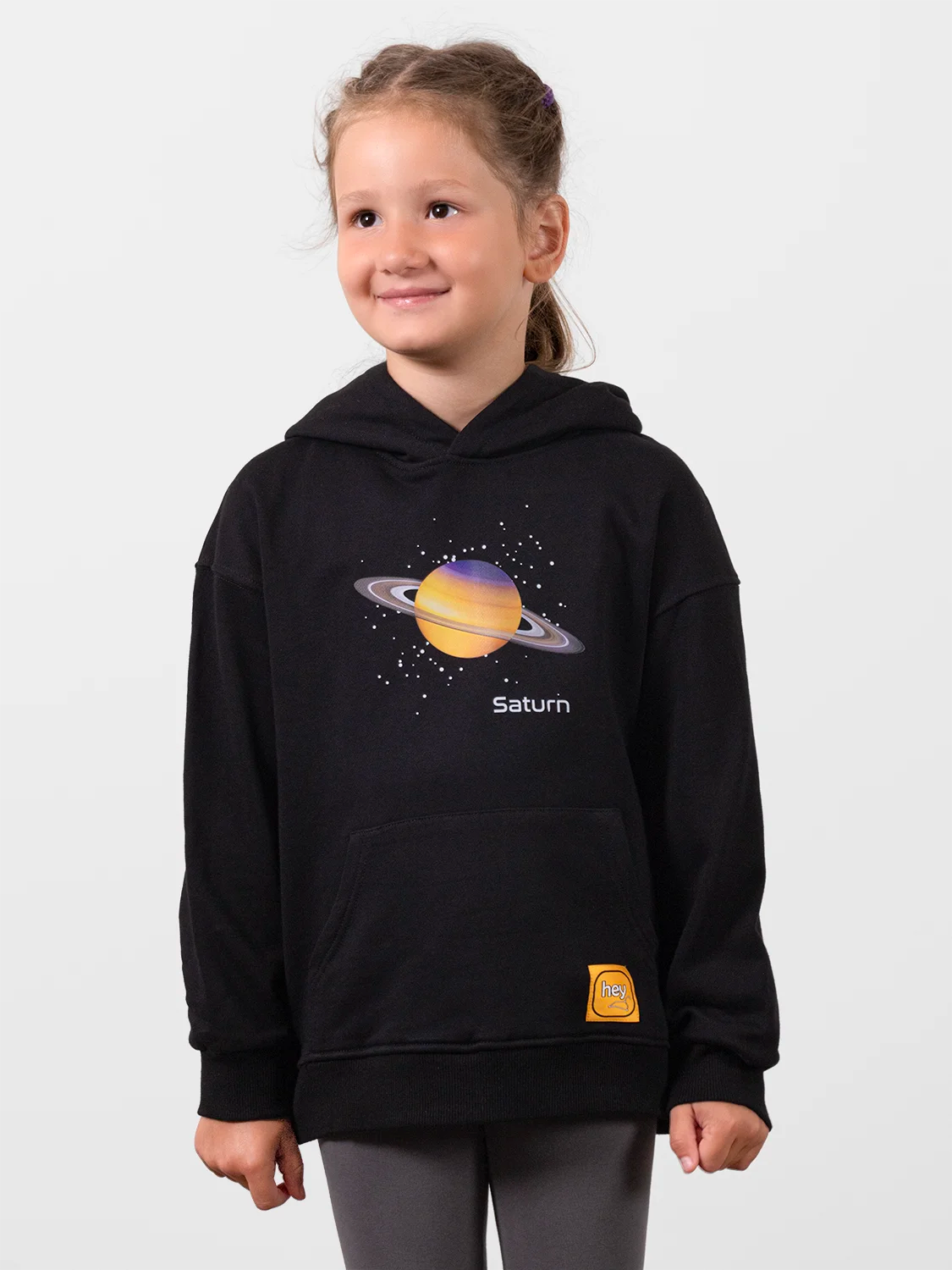 Saturn with Stars Perfect Black Hoodie