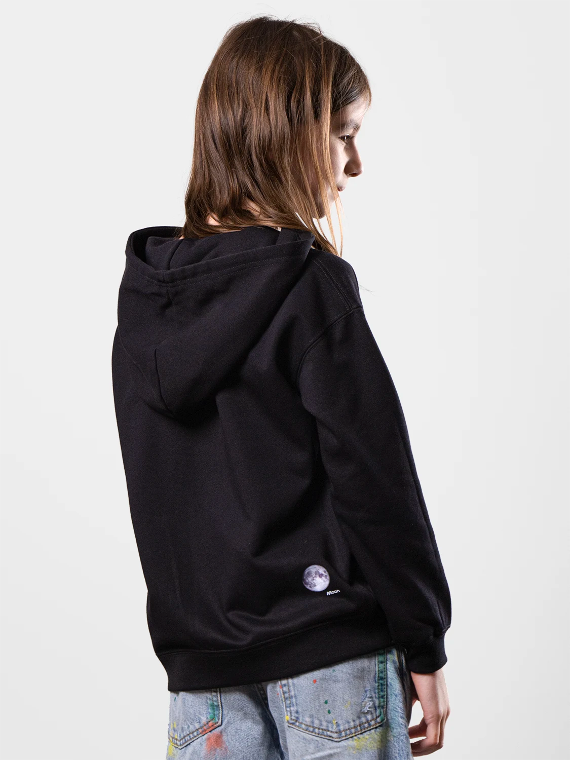 Space Moon Premium Black Hoodie
