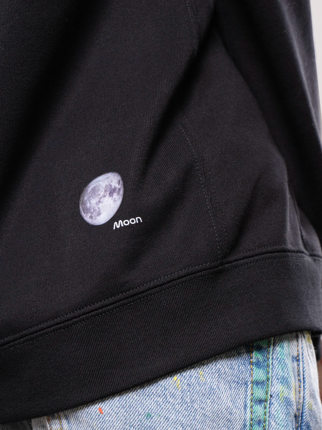 Space Moon Premium Black Hoodie