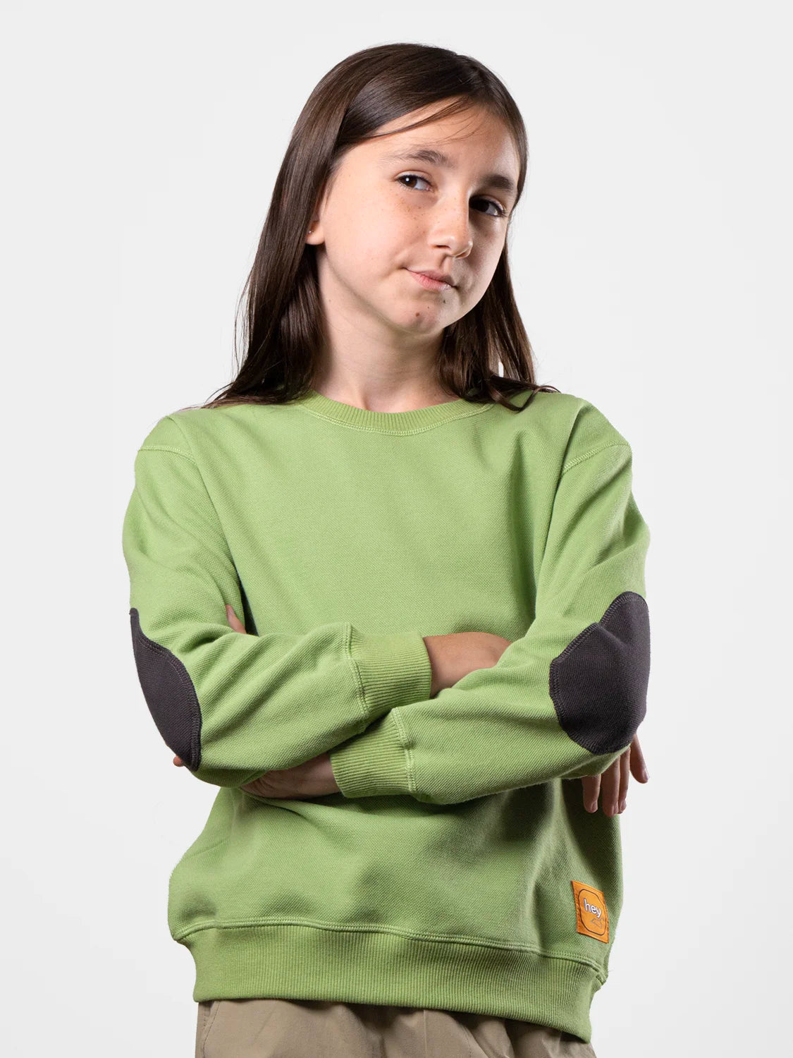 Sweatshirt With Contrasting Elbow Patch Green