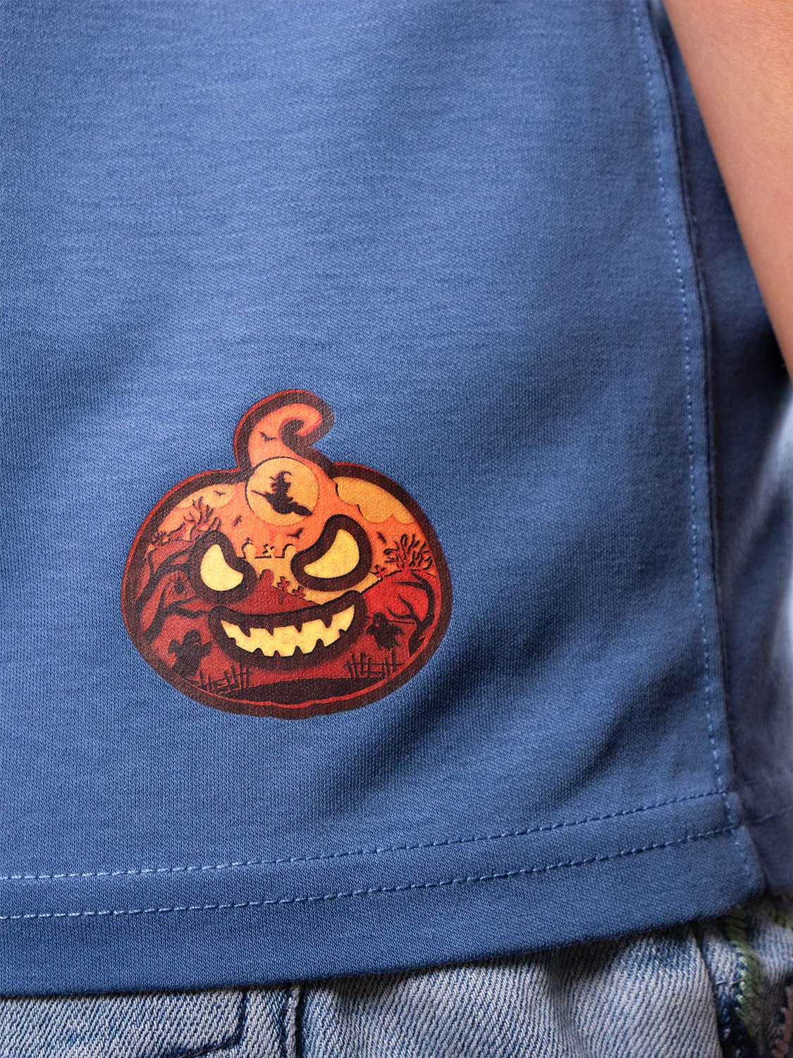 Spooky Pumpkin Lantern Blue Premium T-shirt