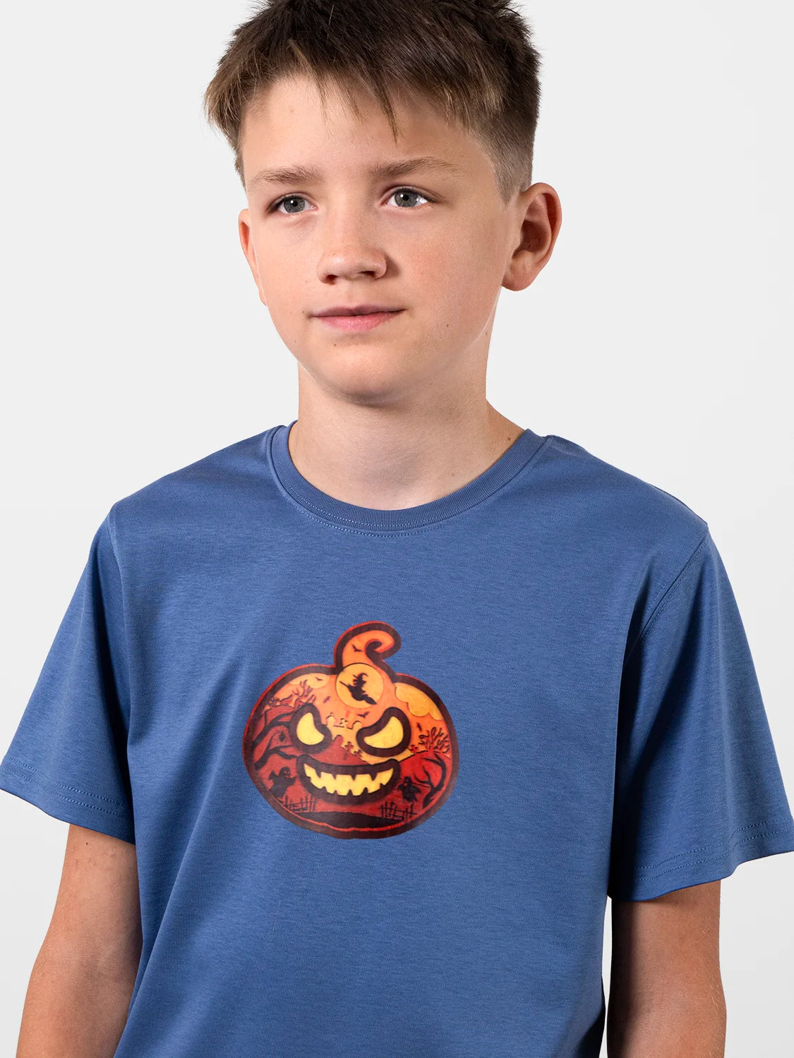 Spooky Pumpkin Lantern Blue Premium T-shirt