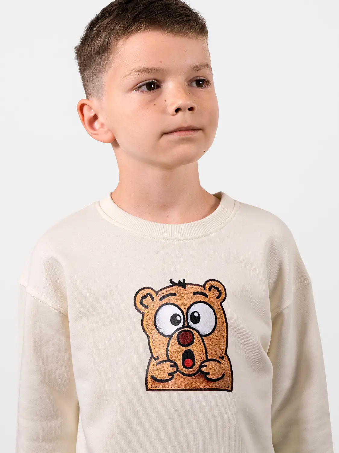 Surprised Bear Perfect Beige Sweatshirt