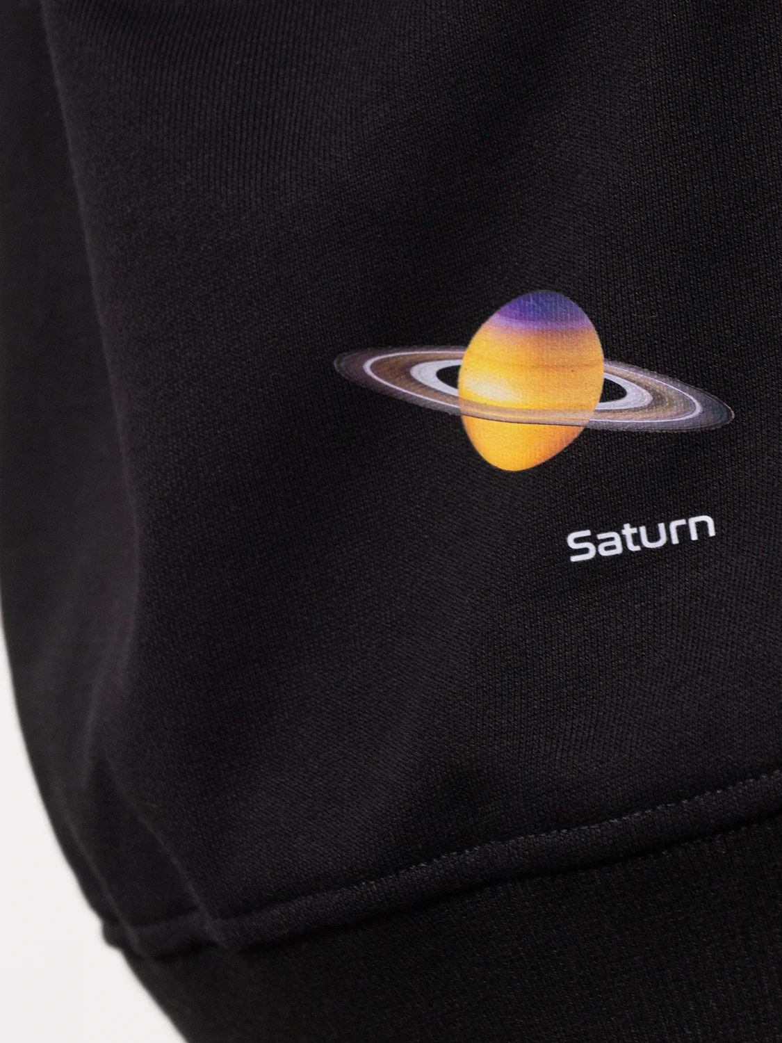 Saturn with Stars Perfect Black Hoodie