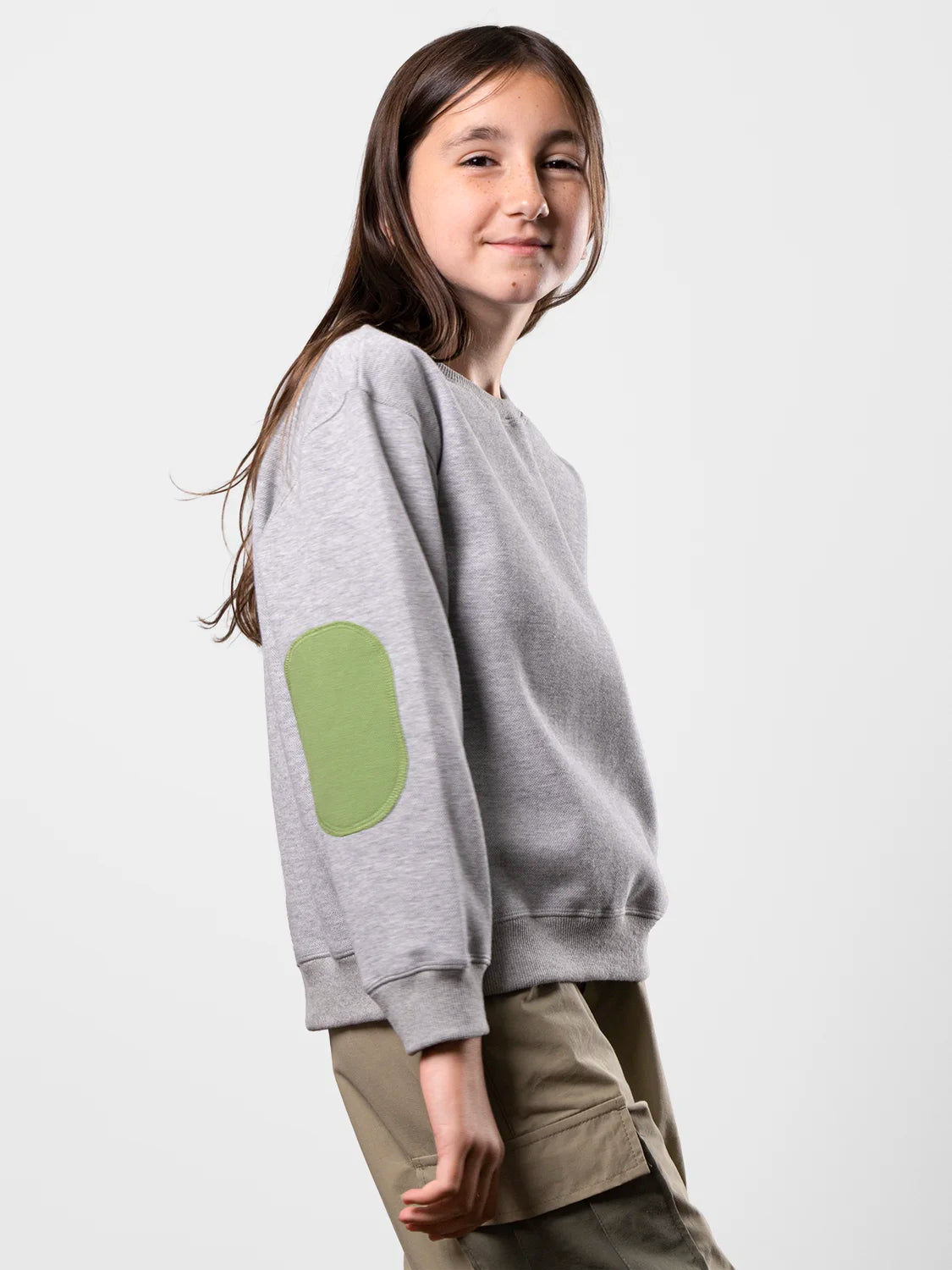 Sweatshirt With Contrasting Elbow Patch Gray
