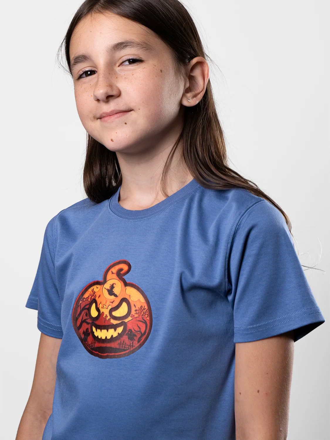 Spooky Pumpkin Lantern Blue Premium T-shirt
