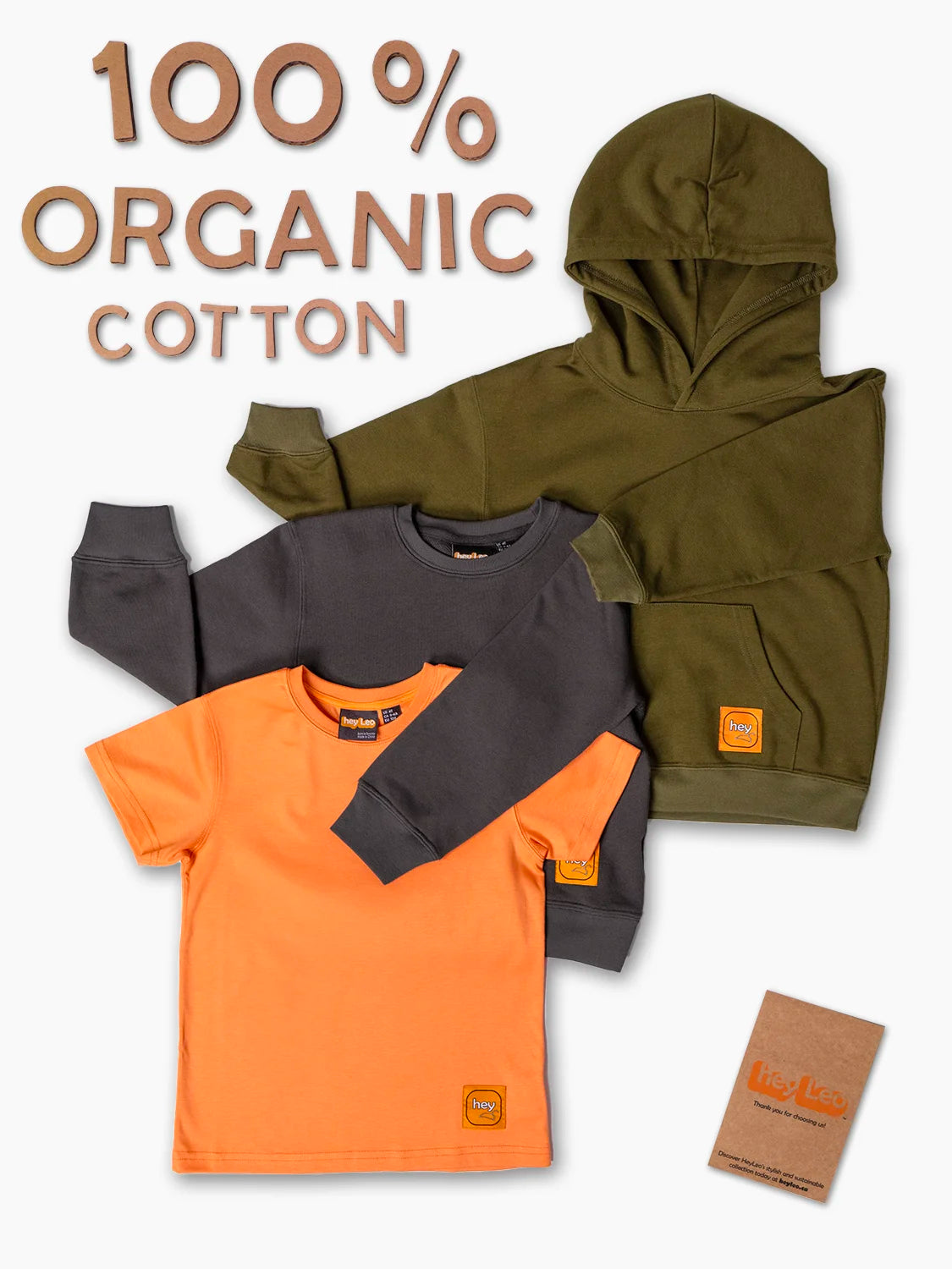 100% Organic Cotton 3-piece Outfit Set Dark Green/Orange