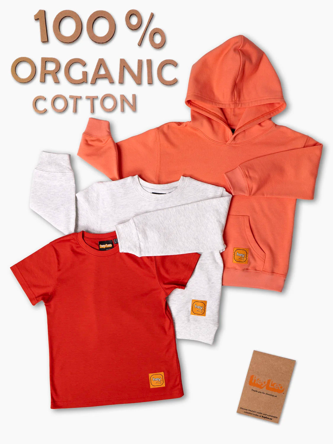 100% Organic Cotton 3-piece Outfit Set Bright Orange/Red