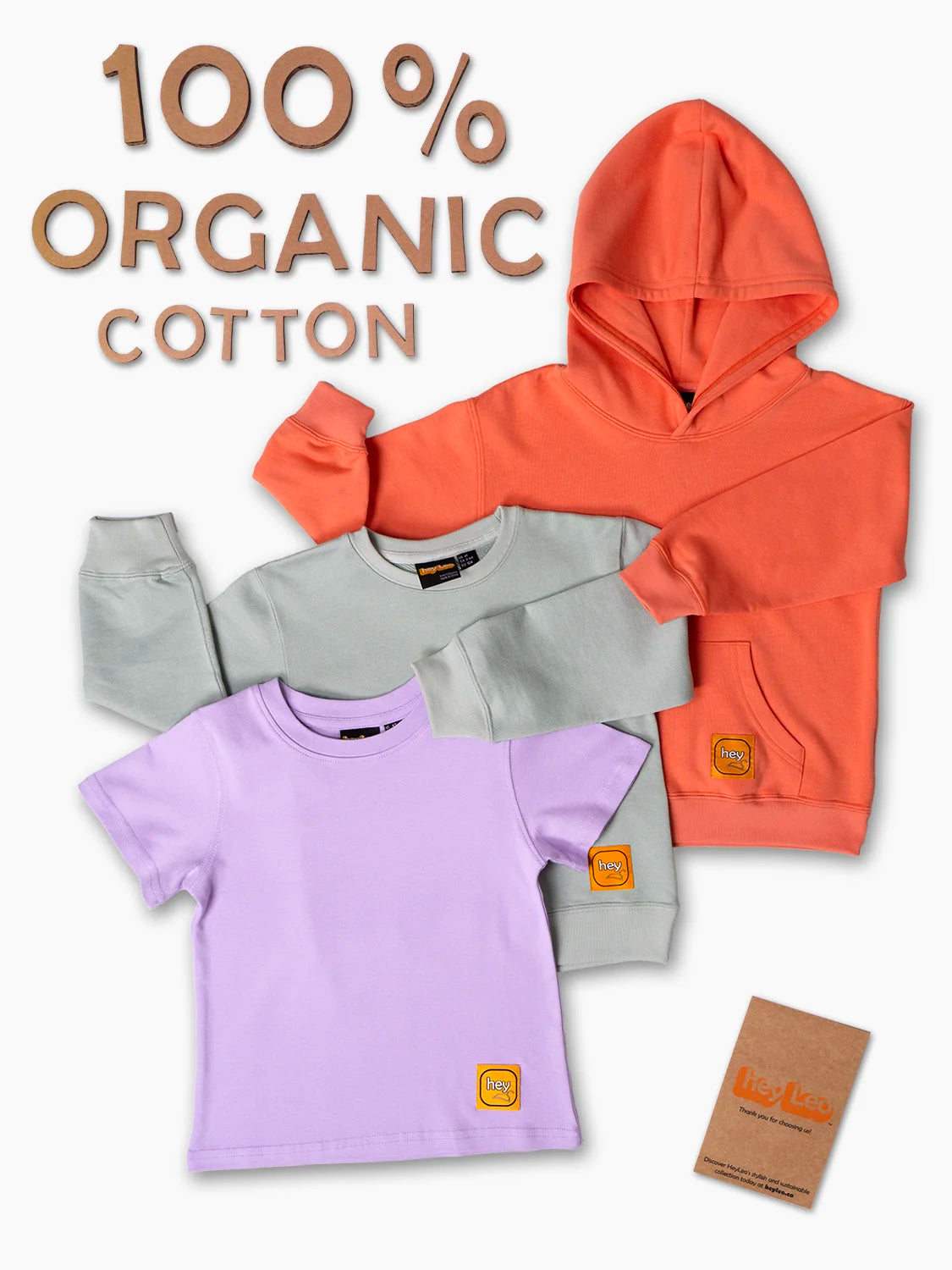 100% Organic Cotton 3-piece Outfit Set Bright Orange/Pastel Colors