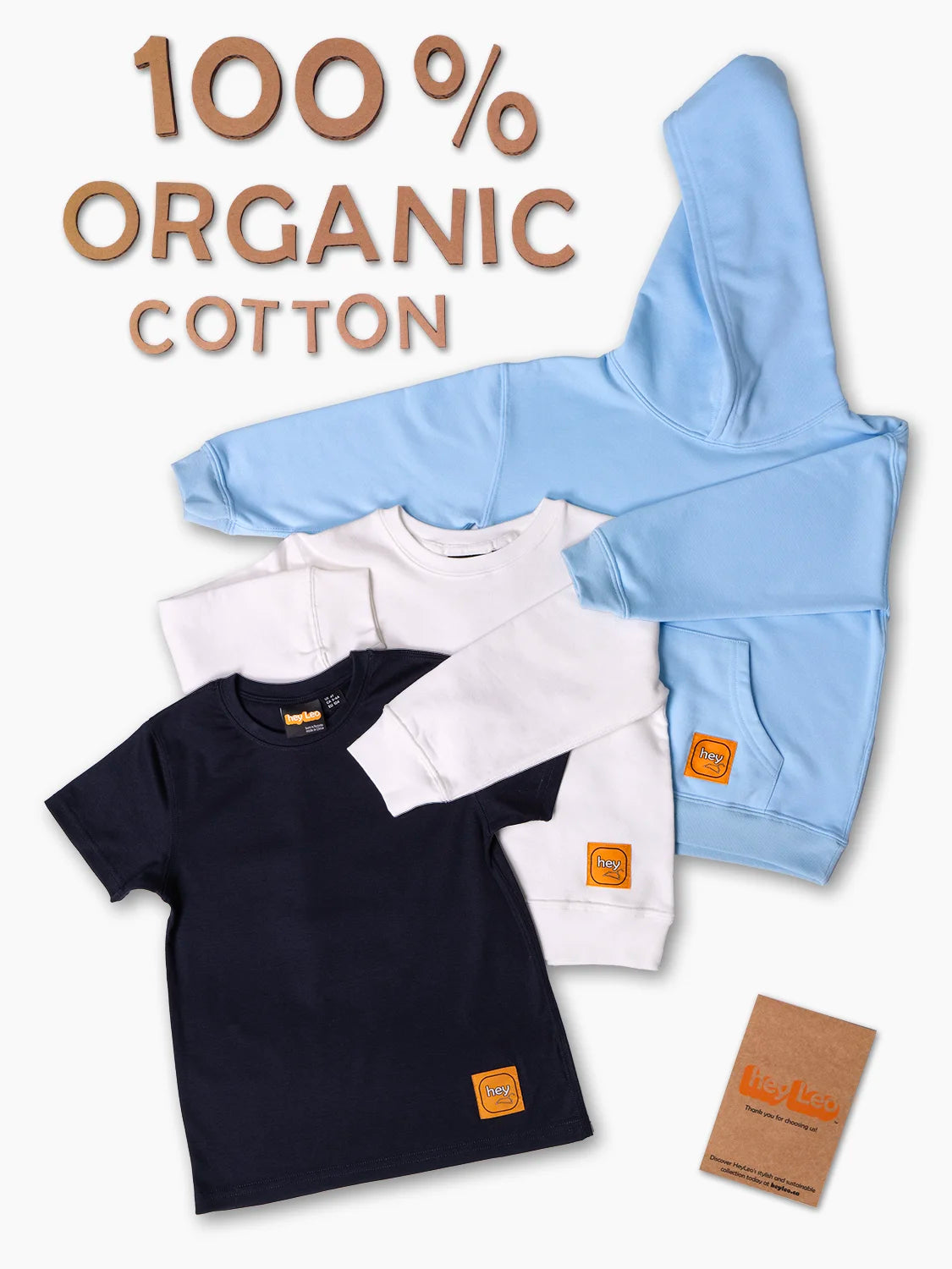 100% Organic Cotton 3-piece Outfit Set Pale Blue/Night Blue