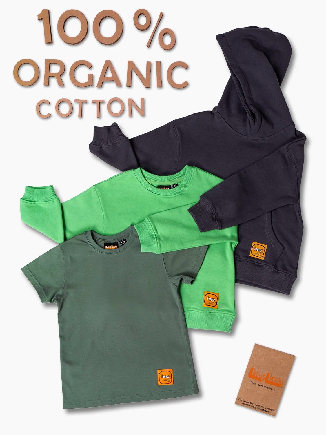 100% Organic Cotton 3-piece Outfit Set Gray/Green